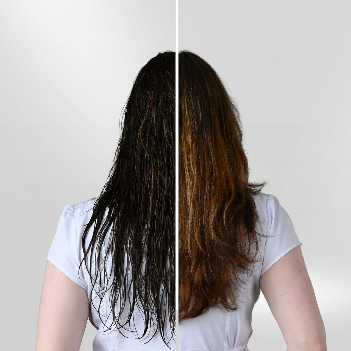 Stylist using a QC tool on a client in a salon