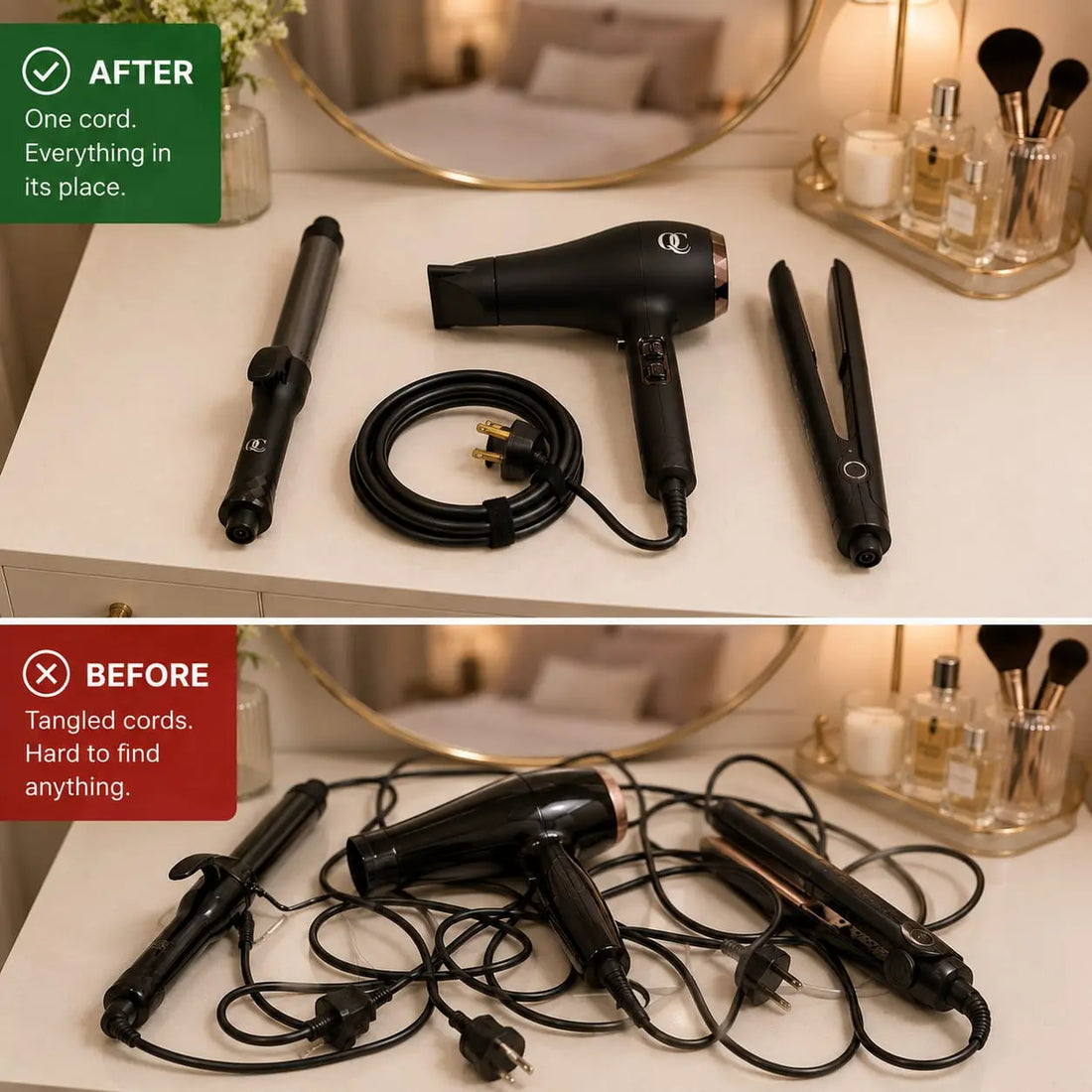 Hair Tool Organizer Ideas: How to End Bathroom Cord Clutter for Good