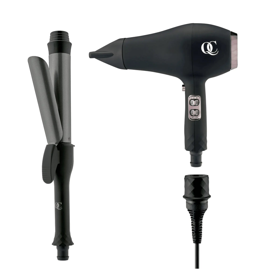 QC Beauty hair dryer and curling iron set